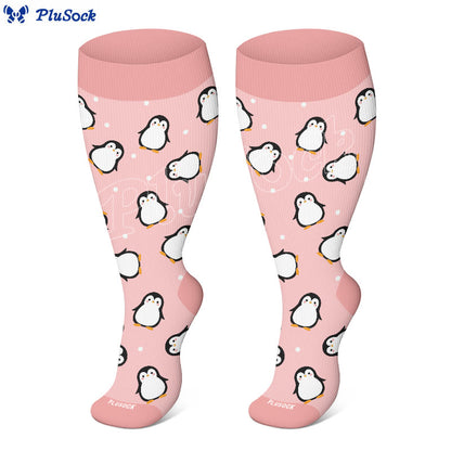 Plusock Plus Size Bear Penguin Sheep Compression Socks - Pink - 4XL - image 3