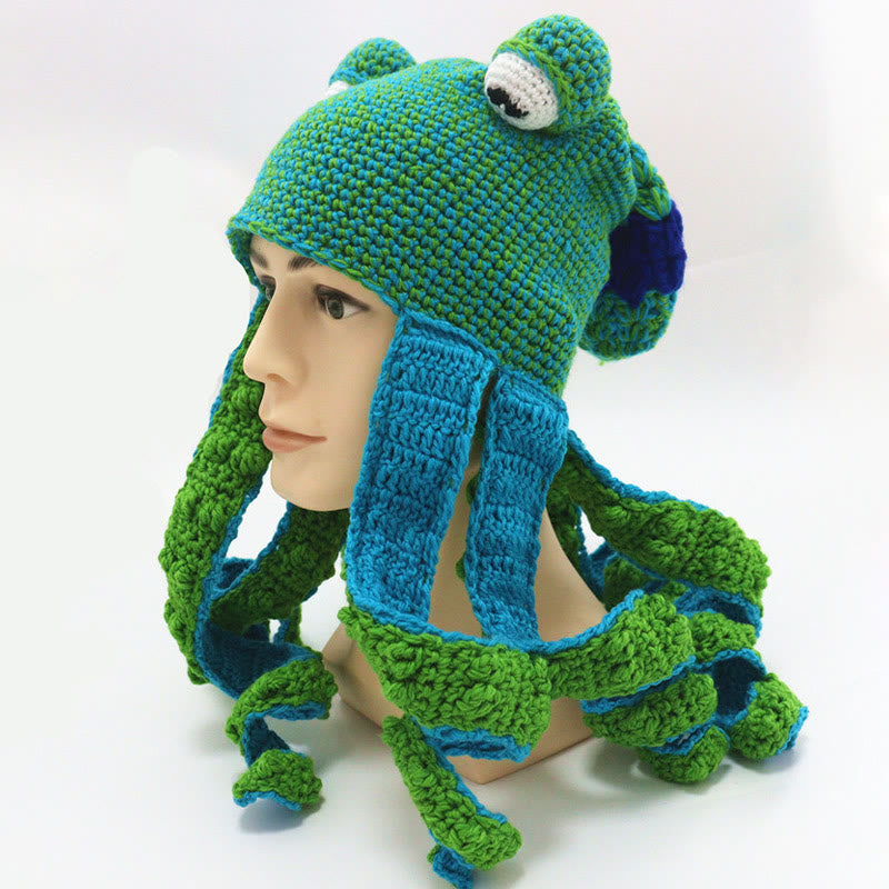 Plusock Plus Size Colorful Octopus Tentacle Beanie - Green - One Size - Hat - image 14