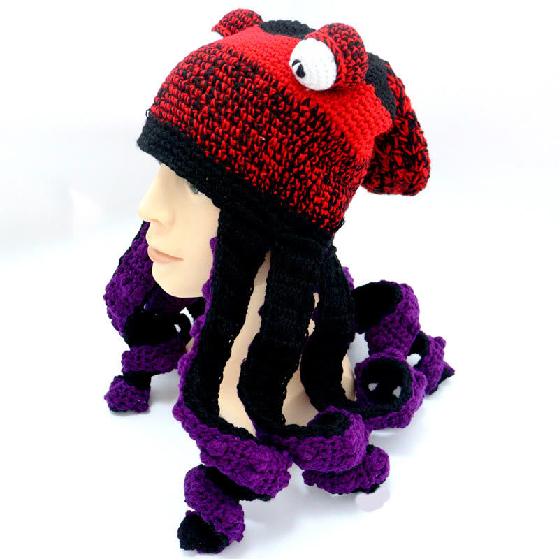 Plusock Plus Size Colorful Octopus Tentacle Beanie - Red - One Size - Hat - image 20