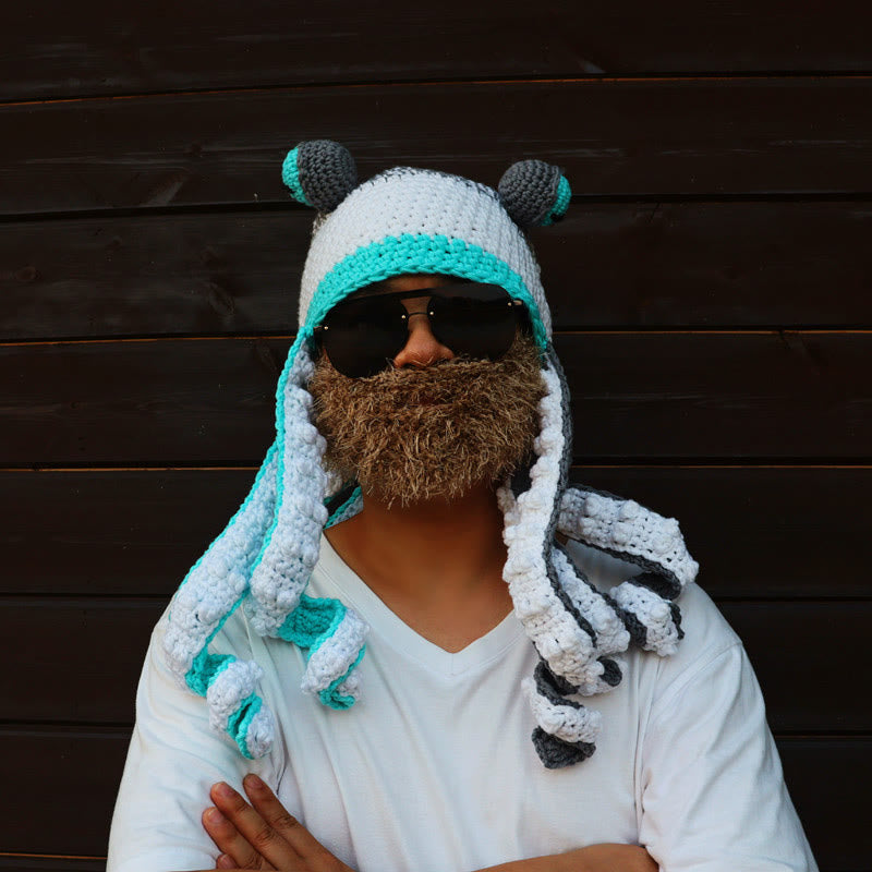 Plusock Plus Size Colorful Octopus Tentacle Beanie - White - One Size - Hat - image 9