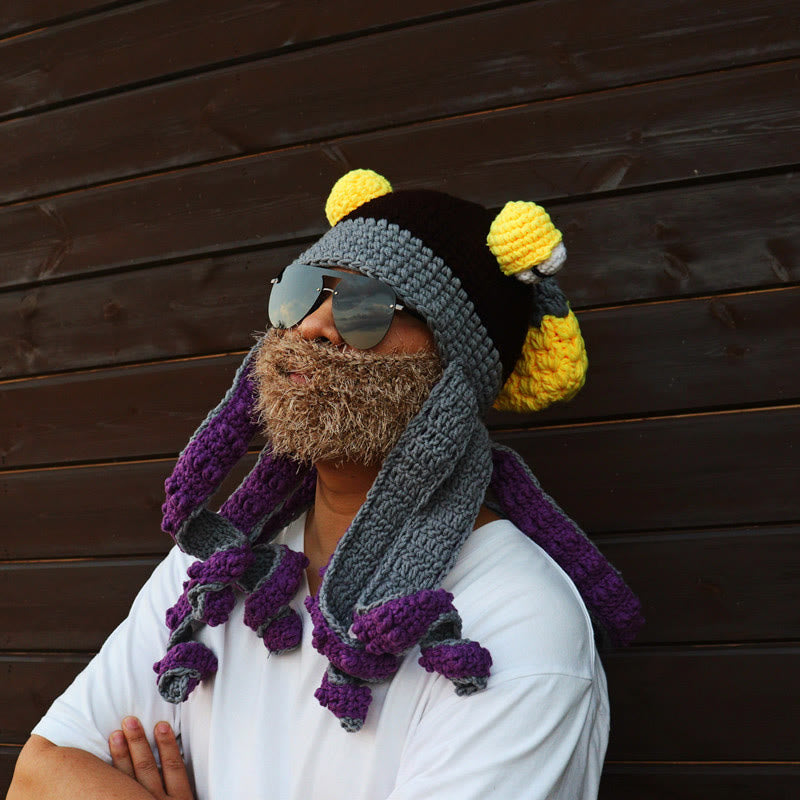 Plusock Plus Size Colorful Octopus Tentacle Beanie - Purple - One Size - Hat - image 11