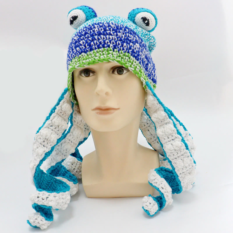 Plusock Plus Size Colorful Octopus Tentacle Beanie - Blue - One Size - Hat - image 15