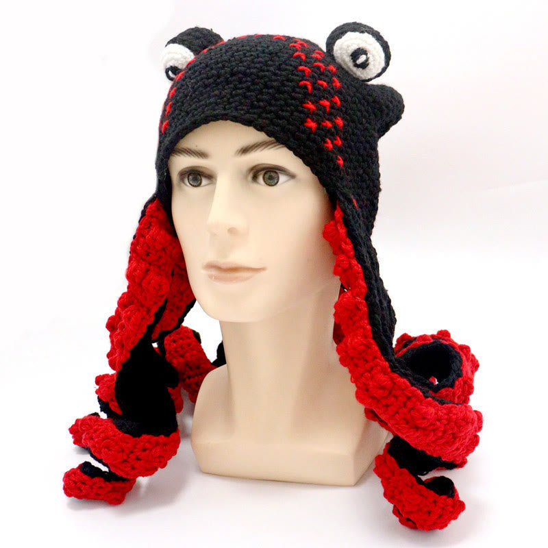Plusock Plus Size Colorful Octopus Tentacle Beanie - Black - One Size - Hat - image 17