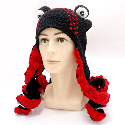 Plusock Plus Size Colorful Octopus Tentacle Beanie - Black - One Size - Hat - image 17