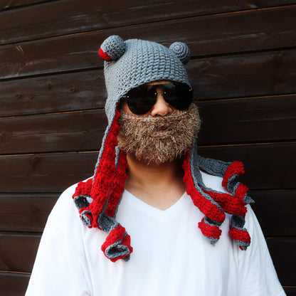 Plusock Plus Size Colorful Octopus Tentacle Beanie - Grey - One Size - Hat - image 10