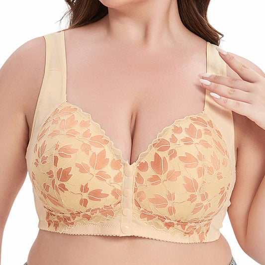 Plus Size Lace Flower Wireless Bra