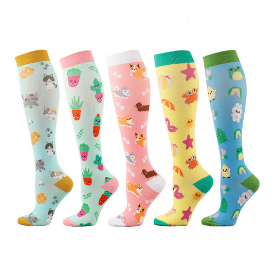 Plusock Cute Animals Compression Socks(5 Pairs) - Multicolor - S/M - image 0
