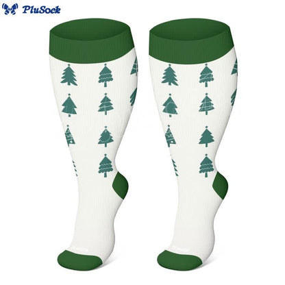 Plus Size Christmas Tree Snowman Compression Socks