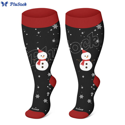 Plus Size Christmas Tree Snowman Compression Socks(3 Pairs) - image 6