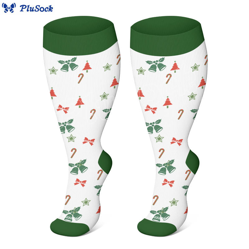 Plusock Plus Size Bell Gingerbread Man Compression Socks - image 6