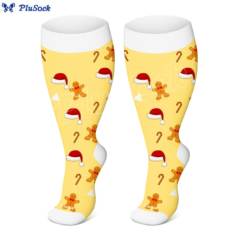 Plusock Plus Size Bell Gingerbread Man Compression Socks - image 8