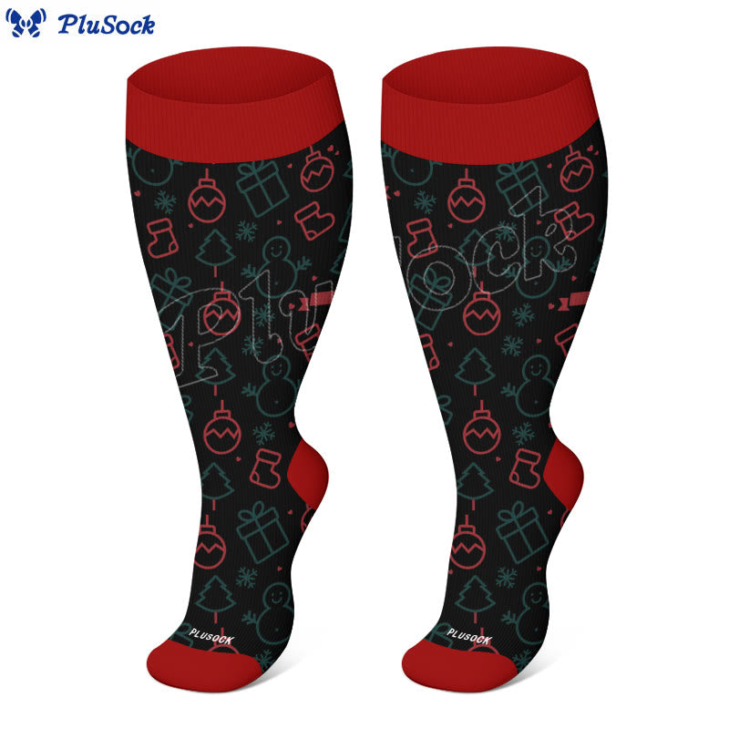 Plusock Plus Size Bell Gingerbread Man Compression Socks - image 7
