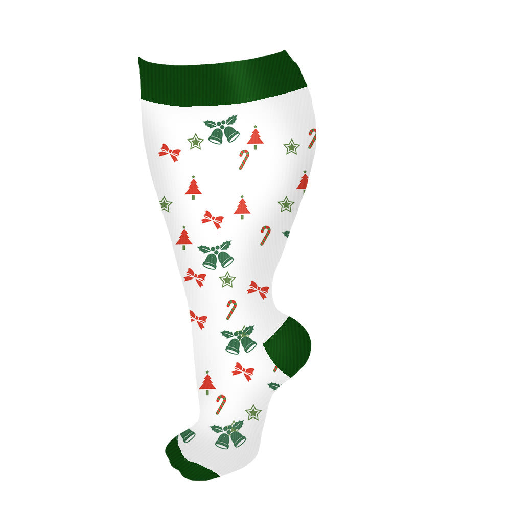 Plusock Plus Size Bell Gingerbread Man Compression Socks - White - 3XL - image 9