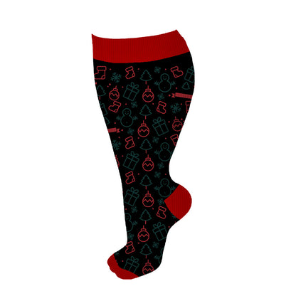 Plusock Plus Size Bell Gingerbread Man Compression Socks - Black - 3XL - image 11