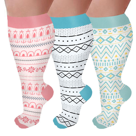 Plusock Plus Size Argyle Bohemian Style Compression Socks - image 0