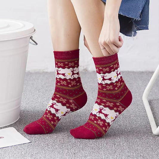 Plusock Plus Size Christmas Tinsel Deer Quarter Socks