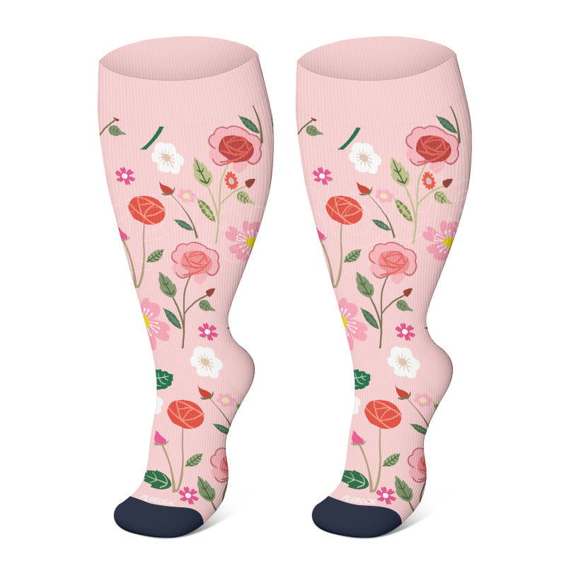 » Plus Size Elegant Flowers Compression Socks (100% off)