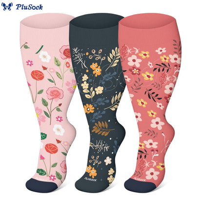 » Plus Size Elegant Flowers Compression Socks (100% off)