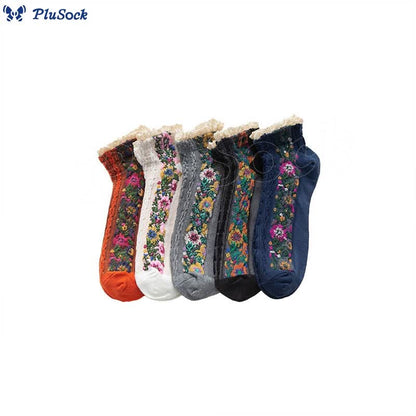 Vintage Lace Ankle Socks(5 Pairs)