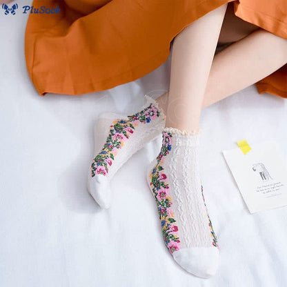 Vintage Lace Ankle Socks(5 Pairs)