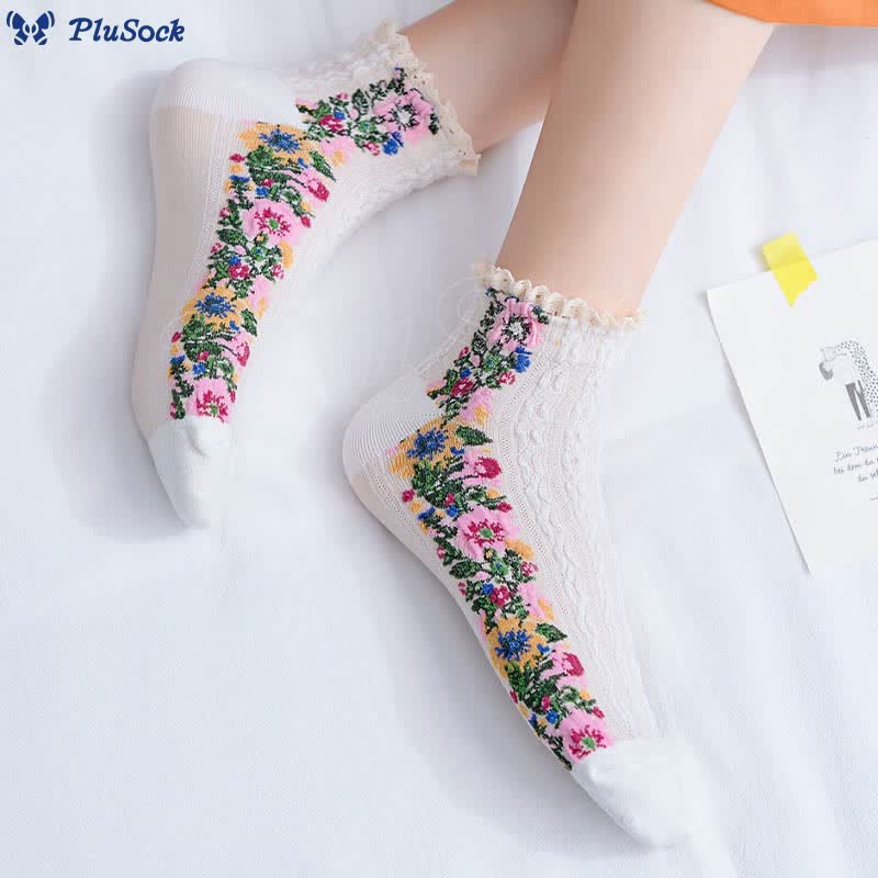 Vintage Lace Ankle Socks(5 Pairs)