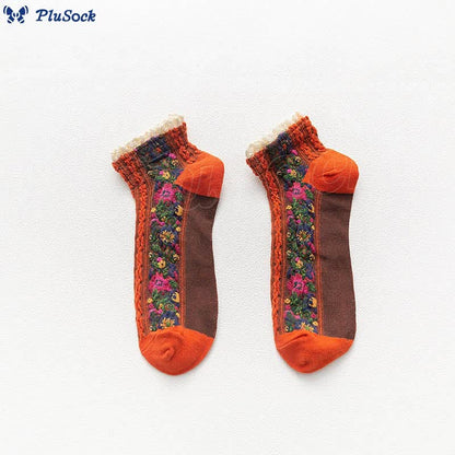 Vintage Lace Ankle Socks(5 Pairs)