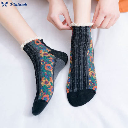 Vintage Lace Ankle Socks(5 Pairs)