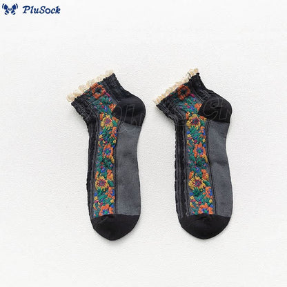 Vintage Lace Ankle Socks(5 Pairs)