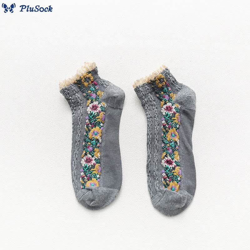 Vintage Lace Ankle Socks(5 Pairs)