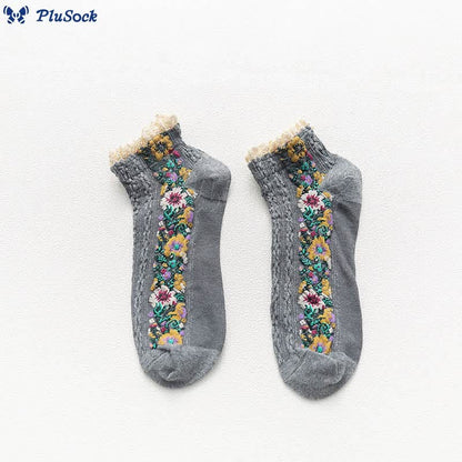 Vintage Lace Ankle Socks(5 Pairs)