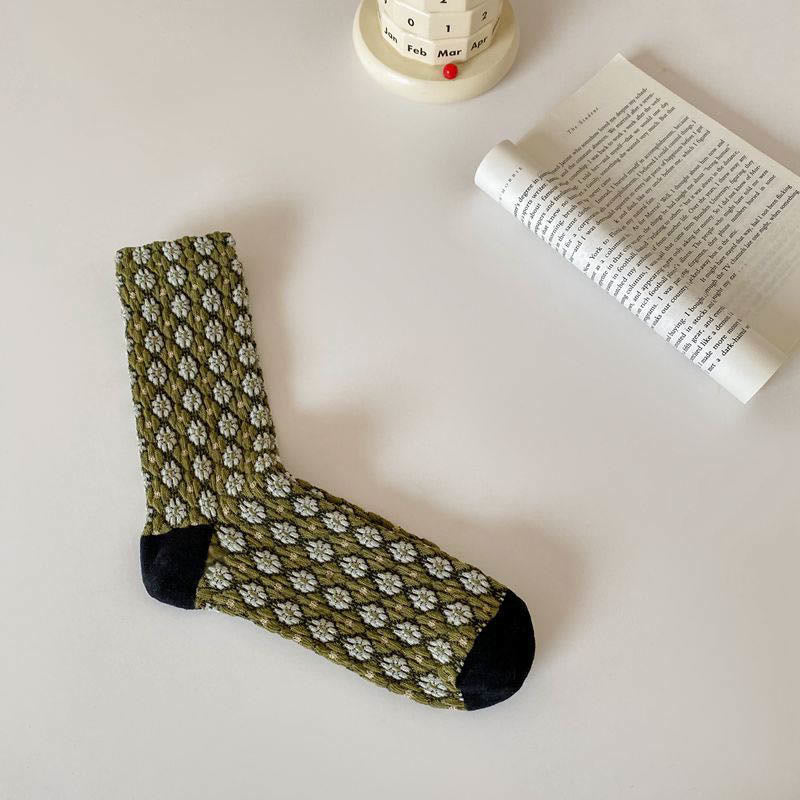 Plusock French Elegant Floral Quarter Socks(5 Pairs) - Army Green - EU36-40(US3-7) - image 7