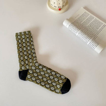 Plusock French Elegant Floral Quarter Socks(5 Pairs) - Army Green - EU36-40(US3-7) - image 7