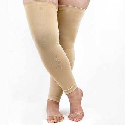 Plus Size Thigh High Footless Compression Sleeve - Nude - 2XL - image 0