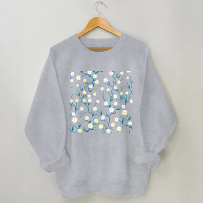 Plusock Plus Size White Daisy Sweatshirt
