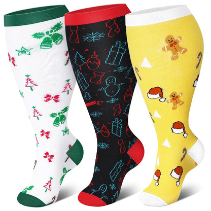 Plusock Plus Size Bell Gingerbread Man Compression Socks - image 1