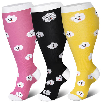Plus Size Smiley Cloud Compression Socks(3 Pairs)