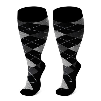 2XL-7XL Plus Size Rhombus Compression Socks