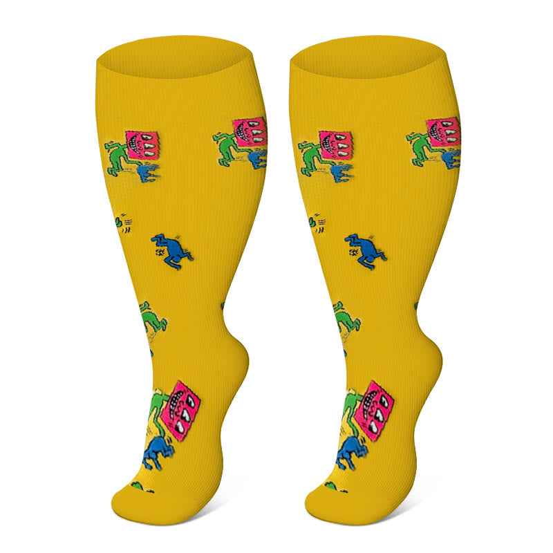 2XL-7XL Plus Size Funny Pattern Compression Socks