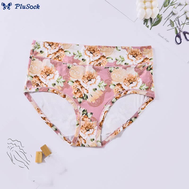Plus Size Soft Flowers Panty(4 Packs)