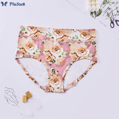 Plus Size Soft Flowers Panty(4 Packs)