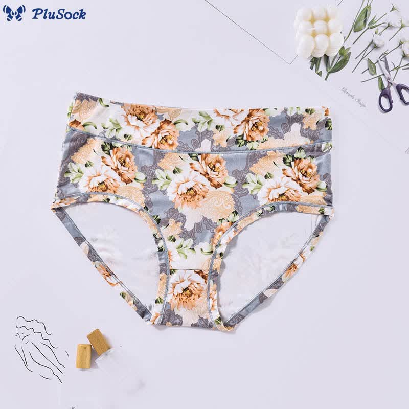 Plus Size Soft Flowers Panty(4 Packs)