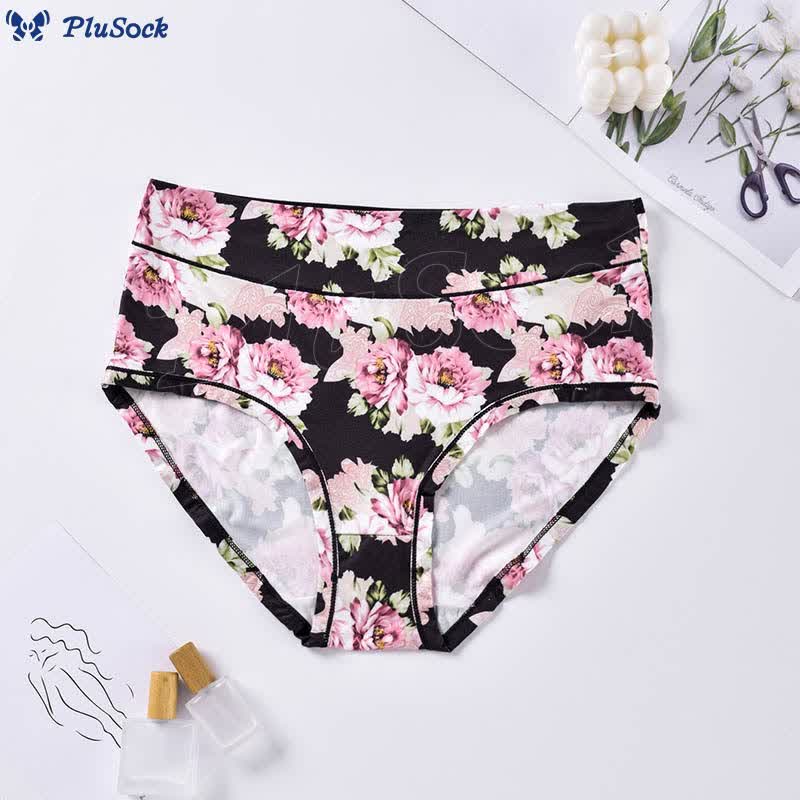 Plus Size Soft Flowers Panty(4 Packs)