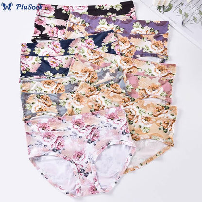 Plus Size Soft Flowers Panty(4 Packs)