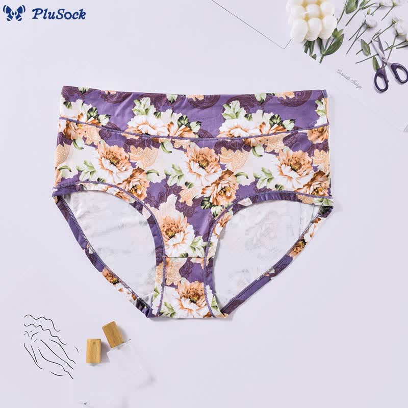 Plus Size Soft Flowers Panty(4 Packs)