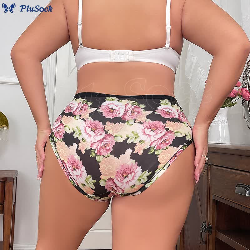 Plus Size Soft Flowers Panty(4 Packs)