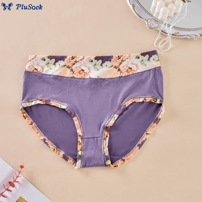 Plusock Solid Color Floral Print Panty(6 Packs)