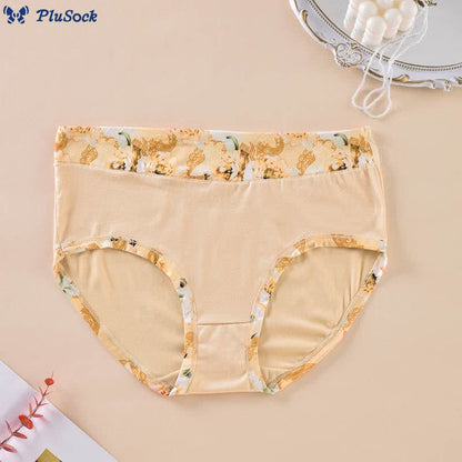 Plusock Solid Color Floral Print Panty(6 Packs)