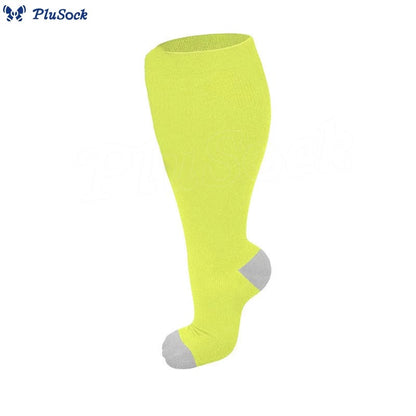 Plus Size Fluorescent Green Compression Socks