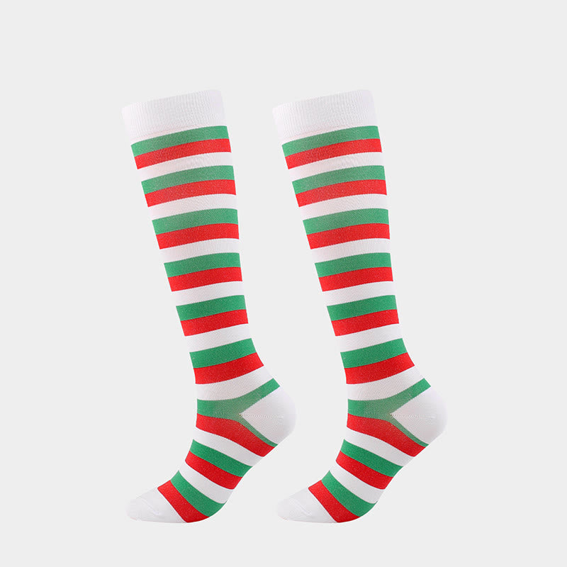 Plusock Cartoon Christmas Elements Compression Socks - Red - L/XL - image 0