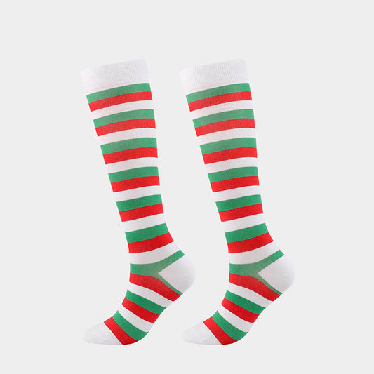 Plusock Cartoon Christmas Elements Compression Socks - Red - L/XL - image 0